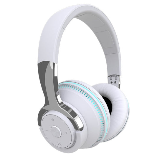 H2 Colorful Luminous Subwoofer Folding Retractable Card Wireless Bluetooth Headset(White) - Headset & Headphone by buy2fix | Online Shopping UK | buy2fix