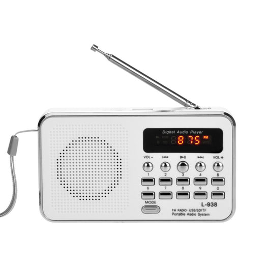 L-938  MP3 Audio Player FM Radio Support  SD MMC Card AUX-IN Earphone-out(White) - Radio Player by buy2fix | Online Shopping UK | buy2fix