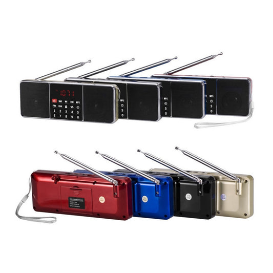 L-288FM Dual Speaker Radio MP3 Player Support TF Card/U Disk with LED Display(Gold) by buy2fix