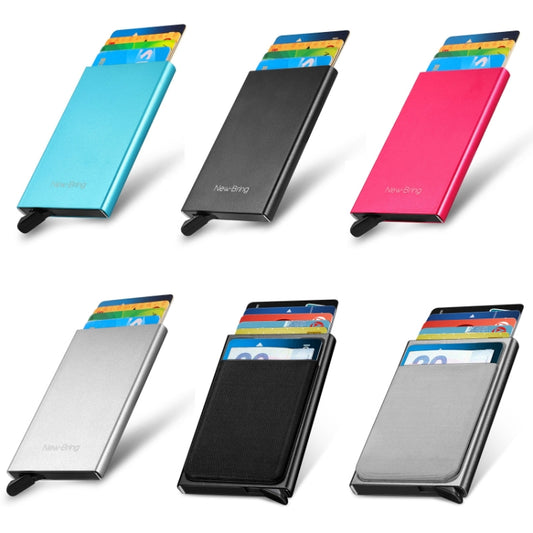 NEWBRING Metal Wallet Automatic Pop-up Anti-degaussing Card Holder, Colour: Black With Back Stickers by NEWBRING