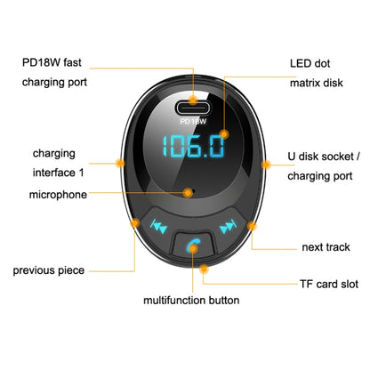 BT09 Car Bluetooth MP3 Digital Display Dual USB Charger(Black) - Bluetooth Car Kits by buy2fix | Online Shopping UK | buy2fix