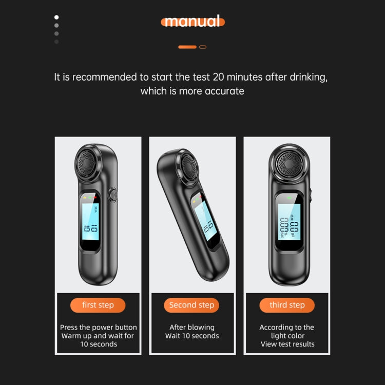 AM01  USB Rechageable Alcohol Tester Handheld Digital Alcohol Breath Tester(English Model) - Breath Alcohol Tester by buy2fix | Online Shopping UK | buy2fix