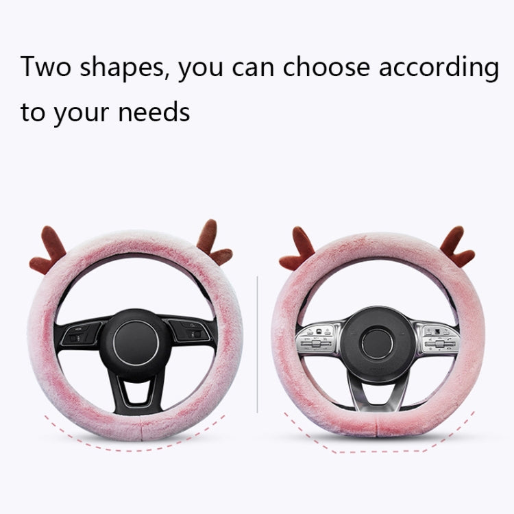 Antler Thick Plush Steering Wheel Cover, Style: O Type (Black) - Steering Wheel Accessories by buy2fix | Online Shopping UK | buy2fix
