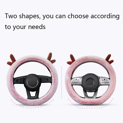 Antler Thick Plush Steering Wheel Cover, Style: O Type (Black) - Steering Wheel Accessories by buy2fix | Online Shopping UK | buy2fix