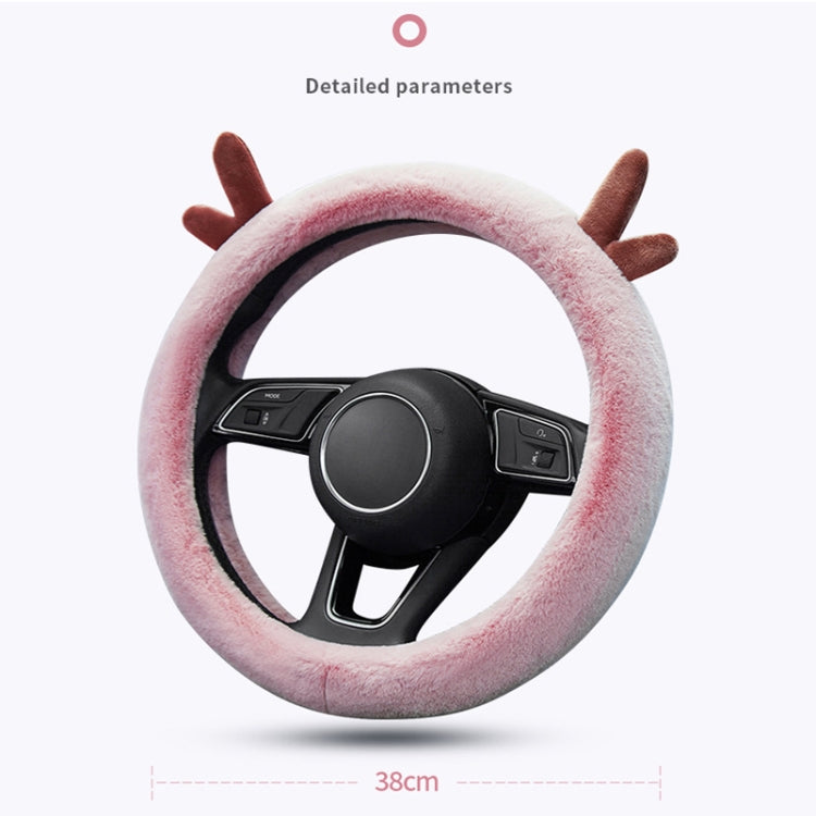 Antler Thick Plush Steering Wheel Cover, Style: O Type (Black) - Steering Wheel Accessories by buy2fix | Online Shopping UK | buy2fix