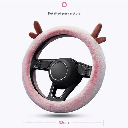 Antler Thick Plush Steering Wheel Cover, Style: O Type (Black) - Steering Wheel Accessories by buy2fix | Online Shopping UK | buy2fix