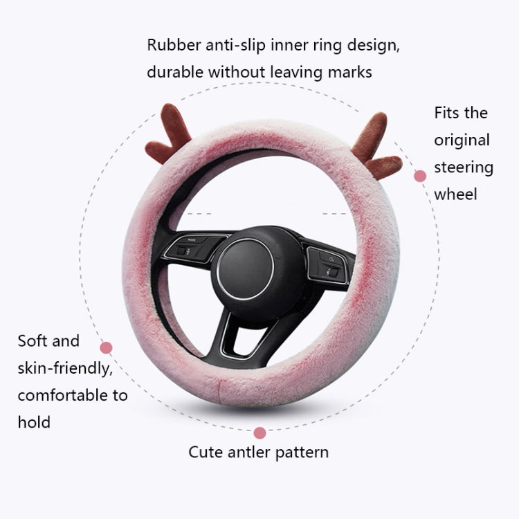 Antler Thick Plush Steering Wheel Cover, Style: O Type (Black) - Steering Wheel Accessories by buy2fix | Online Shopping UK | buy2fix