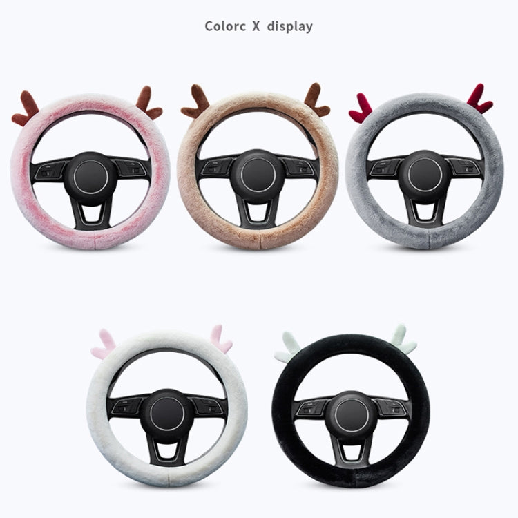 Antler Thick Plush Steering Wheel Cover, Style: D Type (Gray) - Steering Wheel Accessories by buy2fix | Online Shopping UK | buy2fix