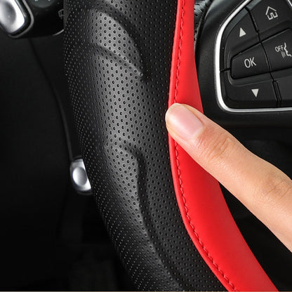 Leather Carbon Fiber Stitching Car Steering Wheel Set, Diameter: 38cm(Black Yellow Round) - Steering Wheel Accessories by buy2fix | Online Shopping UK | buy2fix
