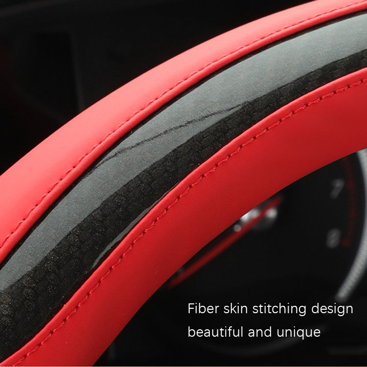 Leather Carbon Fiber Stitching Car Steering Wheel Set, Diameter: 38cm(Black Yellow Round) - Steering Wheel Accessories by buy2fix | Online Shopping UK | buy2fix