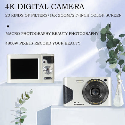 C8 4K  2.7-inch LCD Screen HD Digital Camera Retro Camera,Version: 30W Standard Version  White - Video Cameras by buy2fix | Online Shopping UK | buy2fix