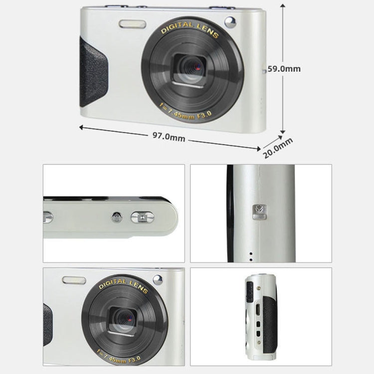 C8 4K  2.7-inch LCD Screen HD Digital Camera Retro Camera,Version: 30W Standard Version  White - Video Cameras by buy2fix | Online Shopping UK | buy2fix