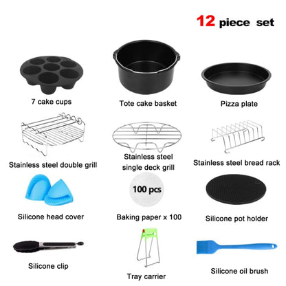 12 PCS/Set 7 Inch Air Fryer Baking Accessories Stainless Steel Set by buy2fix
