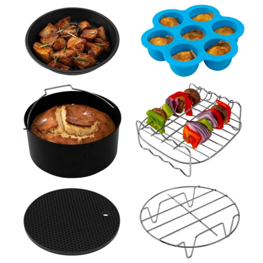 6 PCS/Set 6 inch Air Fryer Baking Accessories Stainless Steel Set - Cooktop Parts by buy2fix | Online Shopping UK | buy2fix