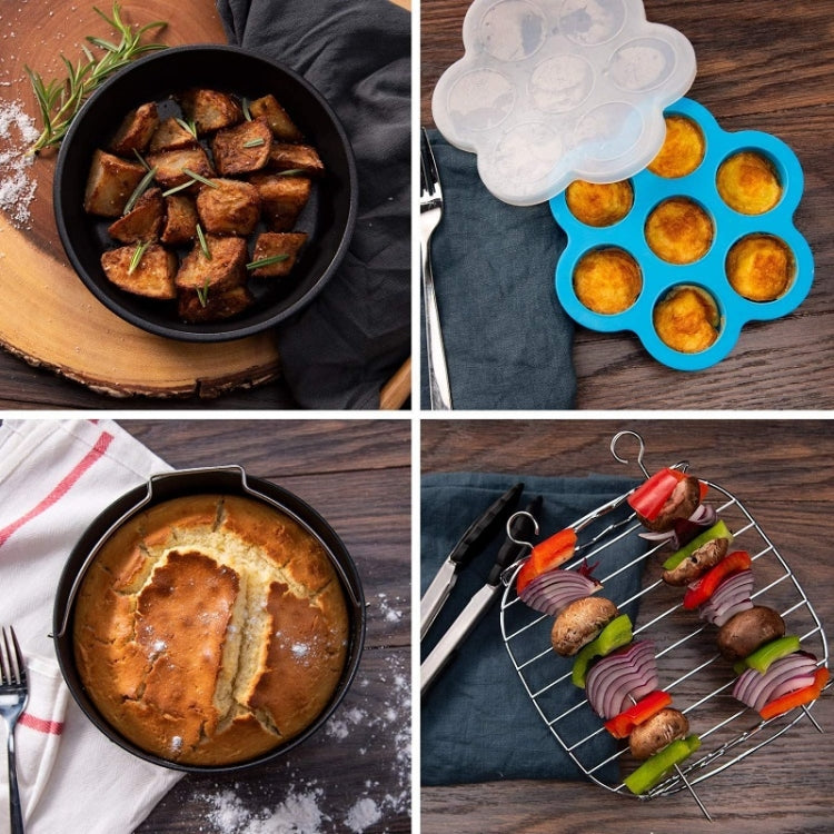 6 PCS/Set 6 inch Air Fryer Baking Accessories Stainless Steel Set - Cooktop Parts by buy2fix | Online Shopping UK | buy2fix