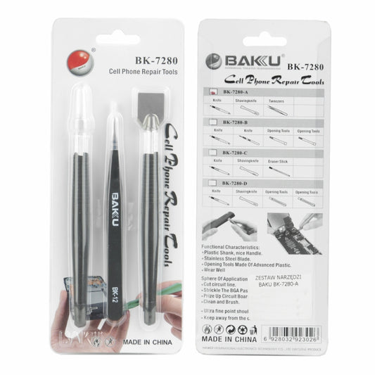 BAKU Solder Slurry Removal Scraper Tweezers Set(BK-7280) - Crowbar by BAKU | Online Shopping UK | buy2fix