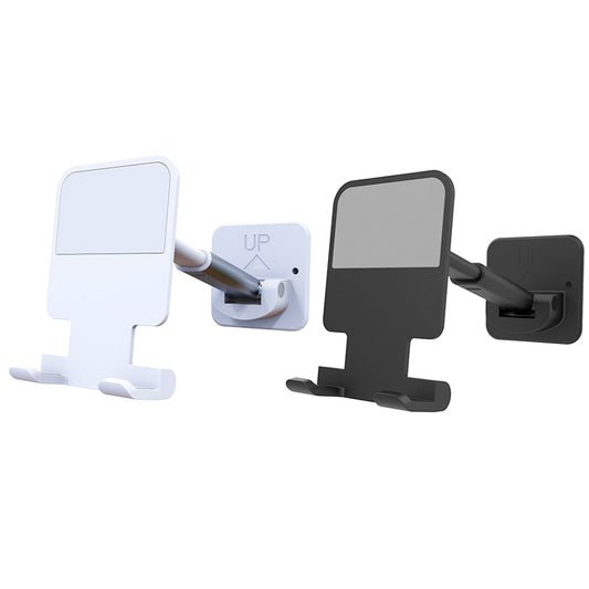 2 PCS T11 Wall Paste Mobile Phone Bracket Foldable Lift Bathroom Kitchen Wall Bracket(Black) - Shower & Wall Mounts by buy2fix | Online Shopping UK | buy2fix