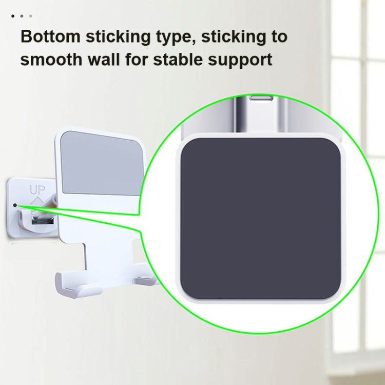 2 PCS T11 Wall Paste Mobile Phone Bracket Foldable Lift Bathroom Kitchen Wall Bracket(Black) - Shower & Wall Mounts by buy2fix | Online Shopping UK | buy2fix