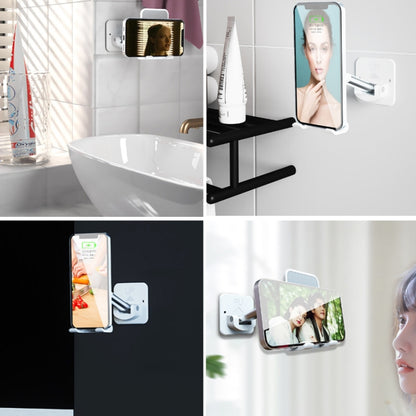 2 PCS T11 Wall Paste Mobile Phone Bracket Foldable Lift Bathroom Kitchen Wall Bracket(Black) - Shower & Wall Mounts by buy2fix | Online Shopping UK | buy2fix