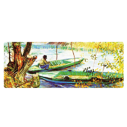 300x800x4mm Stitched Edges Am002 Large Oil Painting Desk Rubber Mouse Pad(Fisherman)