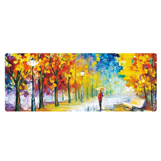 400x900x3mm Locked Am002 Large Oil Painting Desk Rubber Mouse Pad(Autumn Leaves) by buy2fix