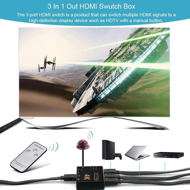 5 PCS/Set 4K 3 into 1 out HDMI Switcher With Remote Control by buy2fix