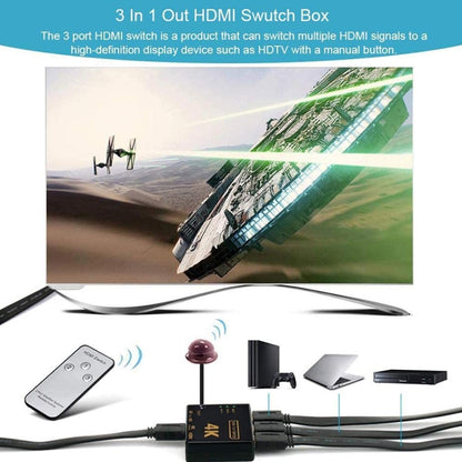 5 PCS/Set 4K 3 into 1 out HDMI Switcher With Remote Control by buy2fix