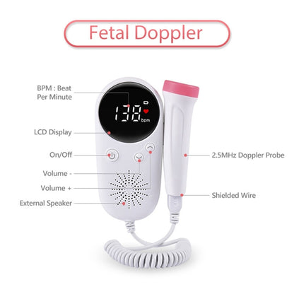 W8-25 Fetal Heart Rate Doppler Battery Powered Household Heartbeat Monitor - Heart Rate Monitoring by buy2fix | Online Shopping UK | buy2fix
