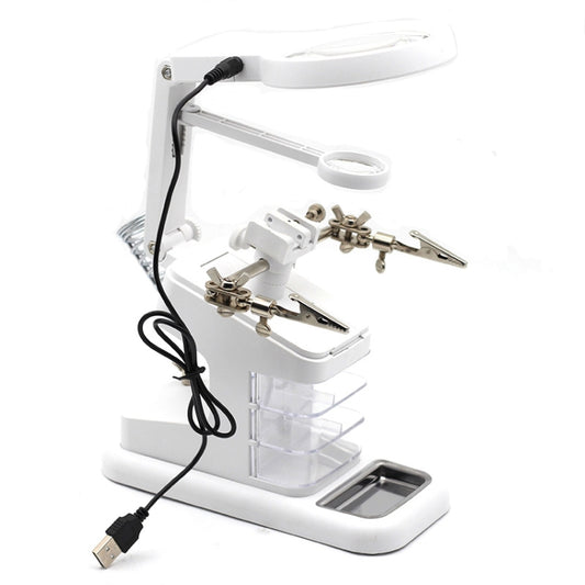 Desktop Multifunctional Chip Welding Repair Inspection Magnifying Glass with LED Light(White) - Microscope Magnifier Series by buy2fix | Online Shopping UK | buy2fix
