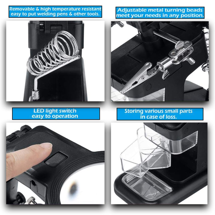 Desktop Multifunctional Chip Welding Repair Inspection Magnifying Glass with LED Light(Black) - Repair Platform by buy2fix | Online Shopping UK | buy2fix