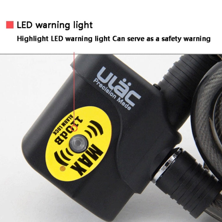 ULAC AL-3P Bicycle Alarm Cable Lock Mountain Bike Lock Cycling Supplies by ULAC