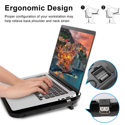 NUOXI M10 Dual USB Laptop Cooler(Black) - Cooling Pads by NUOXI | Online Shopping UK | buy2fix
