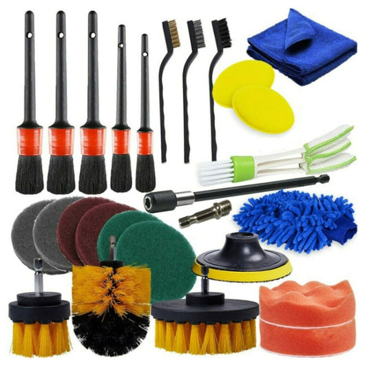 26 PCS / Set Car Beauty Car Wash Detail Brush Electric Drill Brush Outlet Brush(Yellow) - Car washing supplies by buy2fix | Online Shopping UK | buy2fix