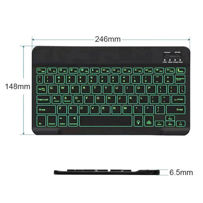 78 Keys 10 Inch RGB Colorful Backlit Bluetooth Keyboard For Mobile Phone / Tablet(Black) by buy2fix
