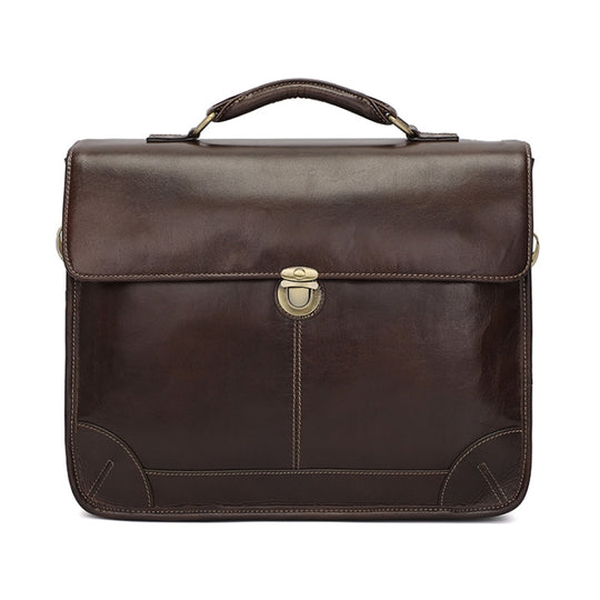 Mallette multifonctionnelle en cuir de vachette rétro pour hommes, sac d'ordinateur portable pour ordinateur de 15,6 pouces (café)