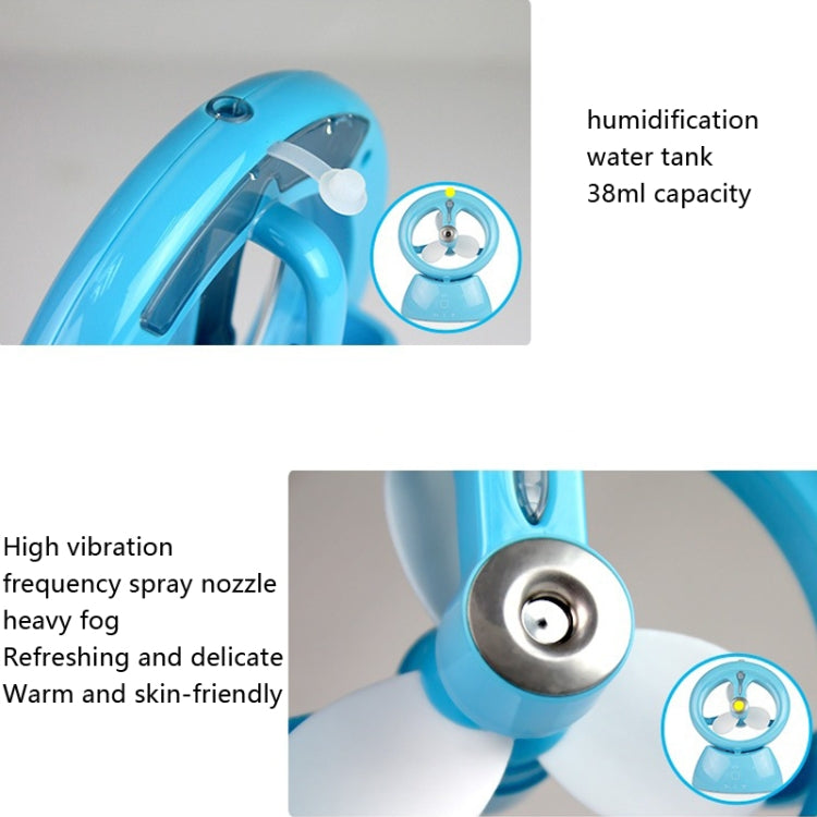 Mini USB Rechargeable Spray Fan Student Dormitory Office Desktop Mute Fan(Glossy Blue) by buy2fix