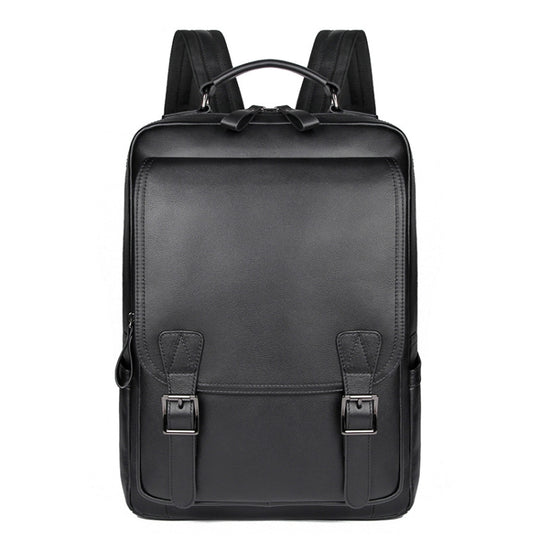 Sac à dos pour ordinateur portable en cuir de vachette d'affaires décontracté pour hommes (noir)