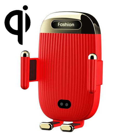 Support de téléphone pour chargeur sans fil de voiture S18 15W, couleur: rouge