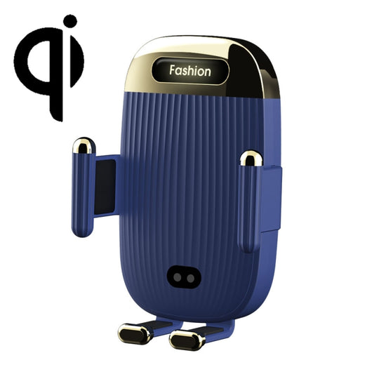 Support de téléphone pour chargeur sans fil de voiture S18 15W, couleur: bleu