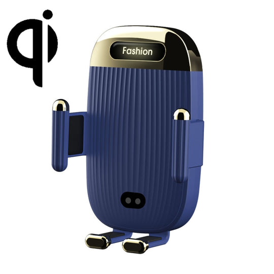 Support de téléphone pour chargeur sans fil de voiture S18 15W, couleur: bleu avec support à ventouse