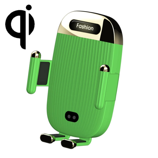 Support de téléphone pour chargeur sans fil de voiture S18 15W, couleur: vert avec support à ventouse