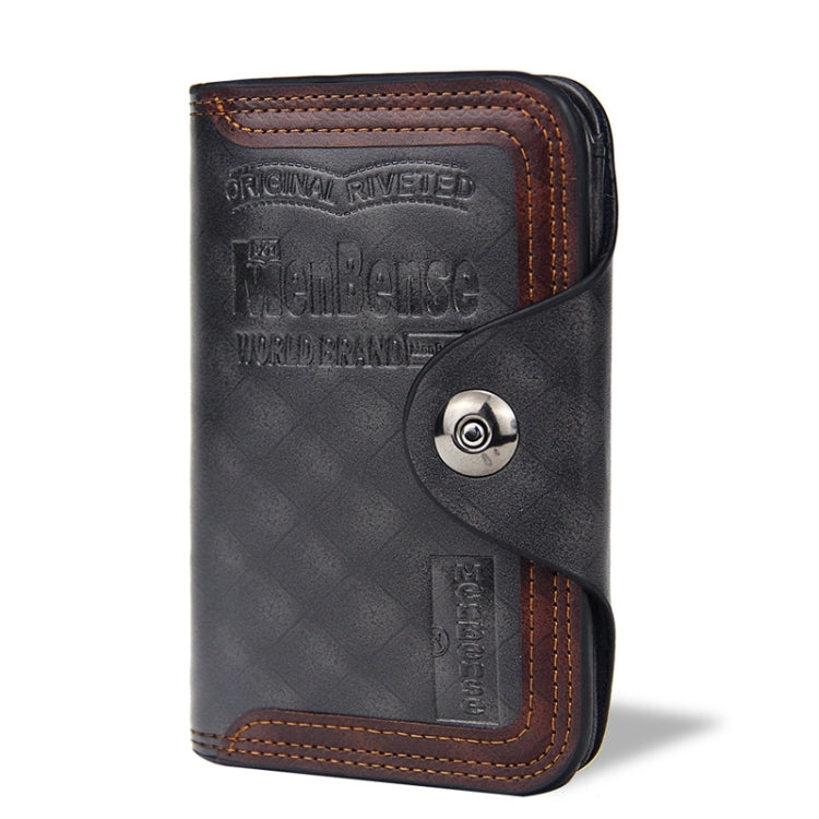 Menbense Short Fashion Leisure Magnetic Buckle Large Capacity 3 Fold Male Wallet(Black) - Wallets by Menbense | Online Shopping UK | buy2fix