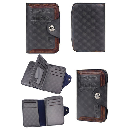 Menbense Short Fashion Leisure Magnetic Buckle Large Capacity 3 Fold Male Wallet(Black) - Wallets by Menbense | Online Shopping UK | buy2fix