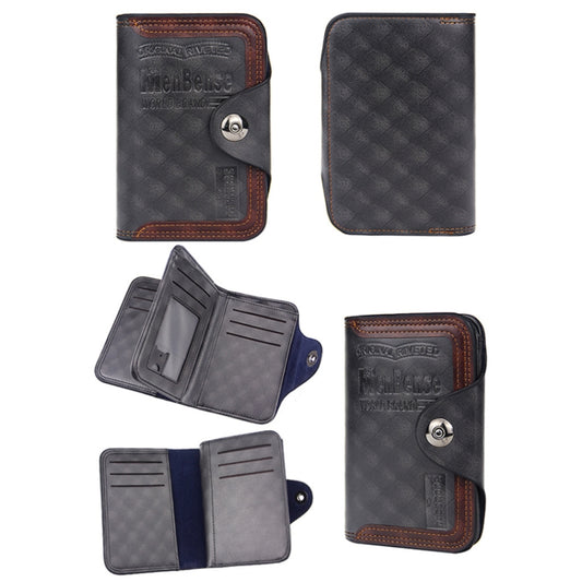 Menbense Short Fashion Leisure Magnetic Buckle Large Capacity 3 Fold Male Wallet(Black) - Wallets by Menbense | Online Shopping UK | buy2fix