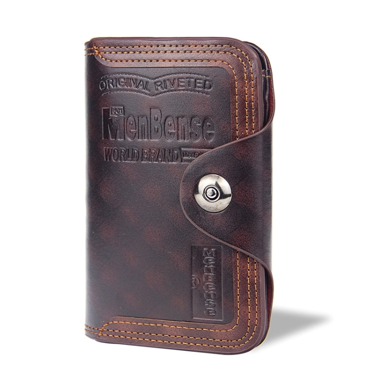 Menbense Short Fashion Leisure Magnetic Buckle Large Capacity 3 Fold Male Wallet(Dark Brown) - Wallets by Menbense | Online Shopping UK | buy2fix
