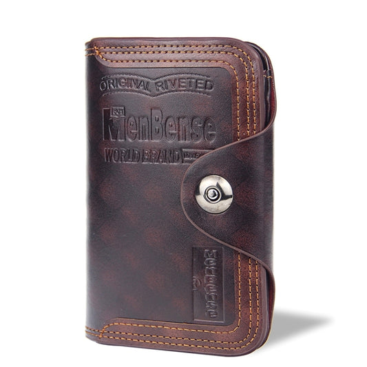 Menbense Short Fashion Leisure Magnetic Buckle Large Capacity 3 Fold Male Wallet(Dark Brown) - Wallets by Menbense | Online Shopping UK | buy2fix
