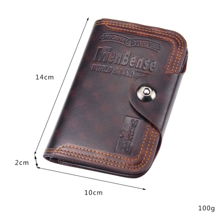 Menbense Short Fashion Leisure Magnetic Buckle Large Capacity 3 Fold Male Wallet(Black) - Wallets by Menbense | Online Shopping UK | buy2fix