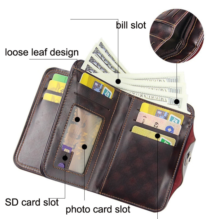 Menbense Short Fashion Leisure Magnetic Buckle Large Capacity 3 Fold Male Wallet(Black) - Wallets by Menbense | Online Shopping UK | buy2fix