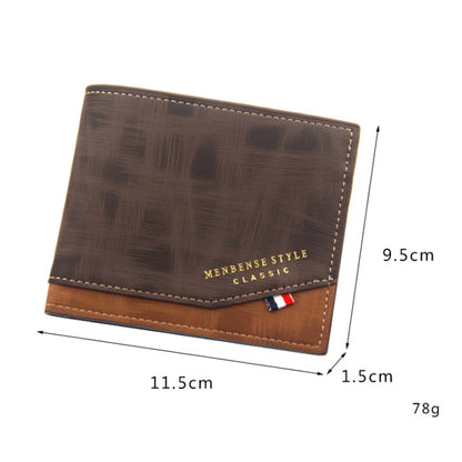 Menbense Hot Stamping Hinge Short Matte Multi-Card Large Capacity Male Wallet(D3301-4 Light Brown) by MenBense