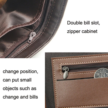 Menbense Hot Stamping Hinge Short Matte Multi-Card Large Capacity Male Wallet(D3301-4 Black) - Wallets by MenBense | Online Shopping UK | buy2fix